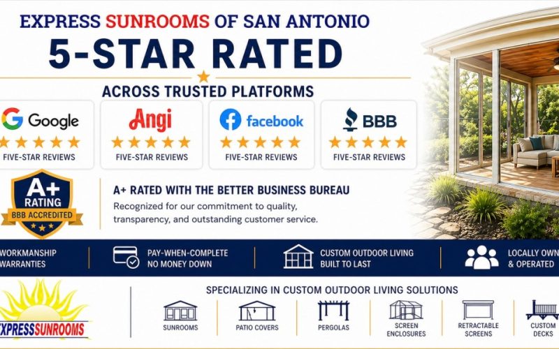 Express Sunrooms of San Antonio: 5-Star Rated on Google, Angi, Facebook & BBB